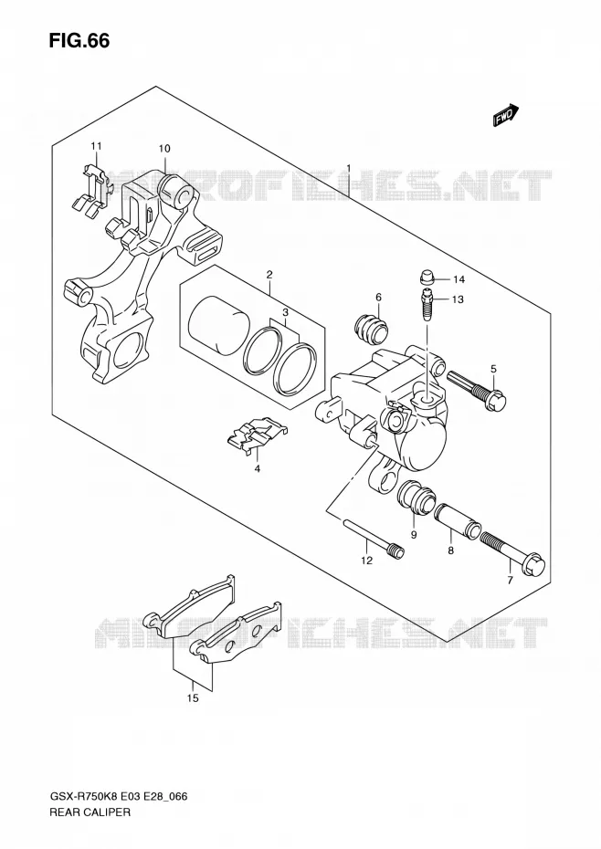 REAR CALIPER Suzuki MOTO 750 GSX-R 2010  GSX-R750 L0 (E03,E28,E33)