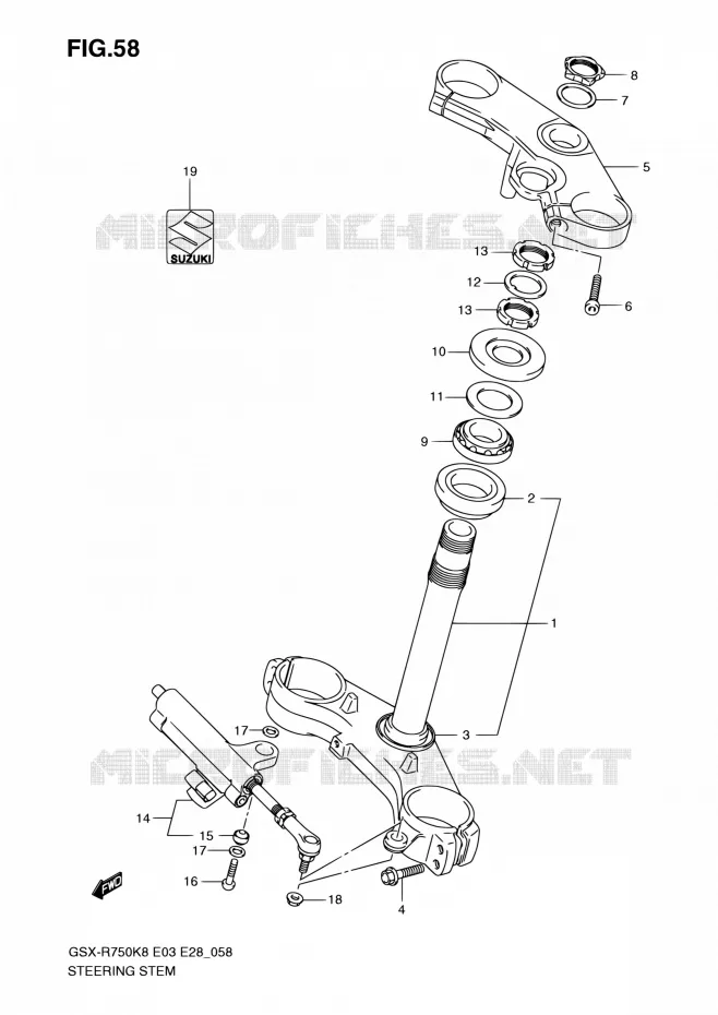STEERING COLUMN Suzuki MOTO 750 GSX-R 2010  GSX-R750 L0 (E03,E28,E33)