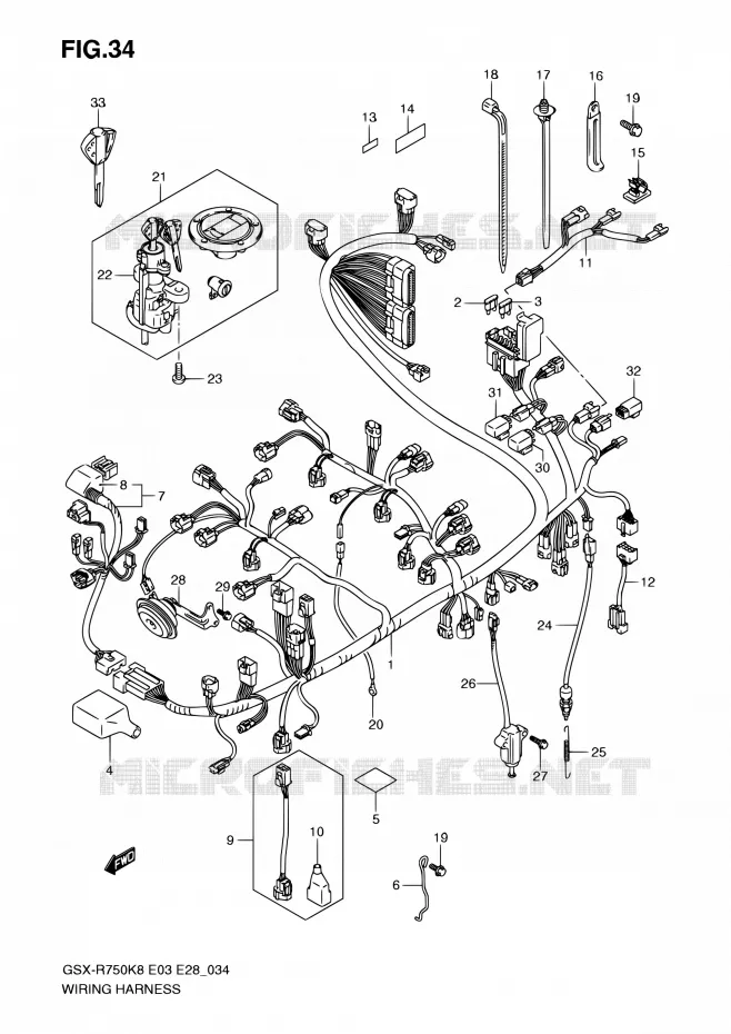 WIRING HARNESS Suzuki MOTO 750 GSX-R 2010  GSX-R750 L0 (E03,E28,E33)