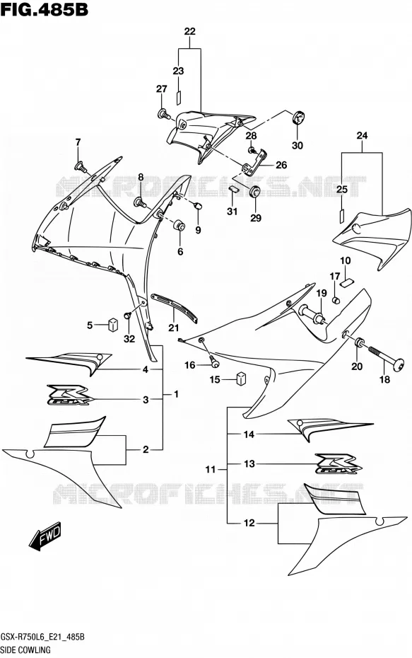 SIDE FAIRING (AJP) Suzuki MOTO 750 GSX-R 2016  GSX-R750 L6 (E21)