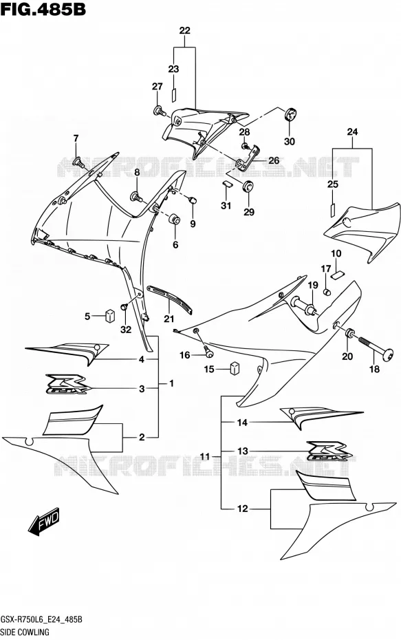 SIDE FAIRING (AJP) Suzuki MOTO 750 GSX-R 2016  GSX-R750 L6 (E24)