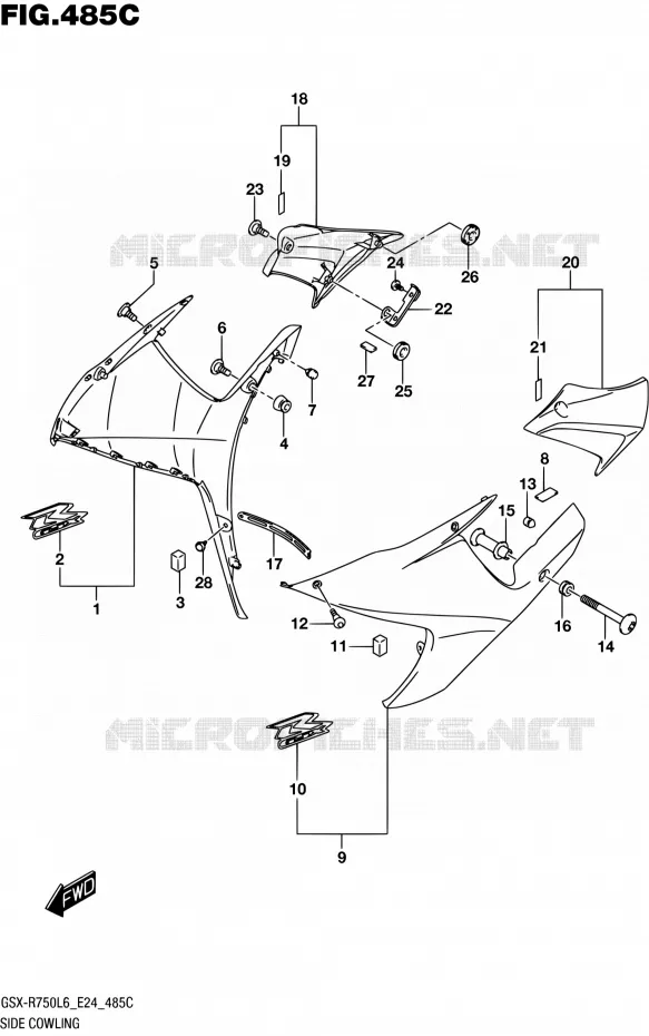 SIDE FAIRING (KGL) Suzuki MOTO 750 GSX-R 2016  GSX-R750 L6 (E24)