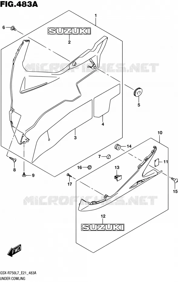 LOWER FAIRING Suzuki MOTO 750 GSX-R 2017  GSX-R750 L7 (E21)