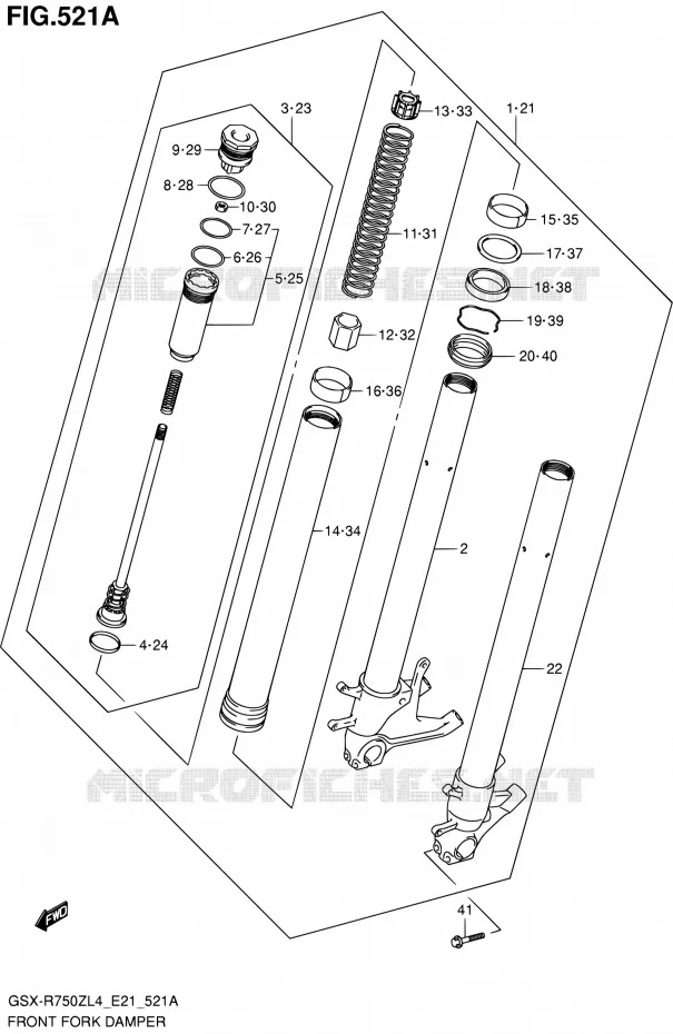 FRONT FORK Suzuki MOTO 750 GSX-R 2014  GSX-R750ZUF L4 (E21)