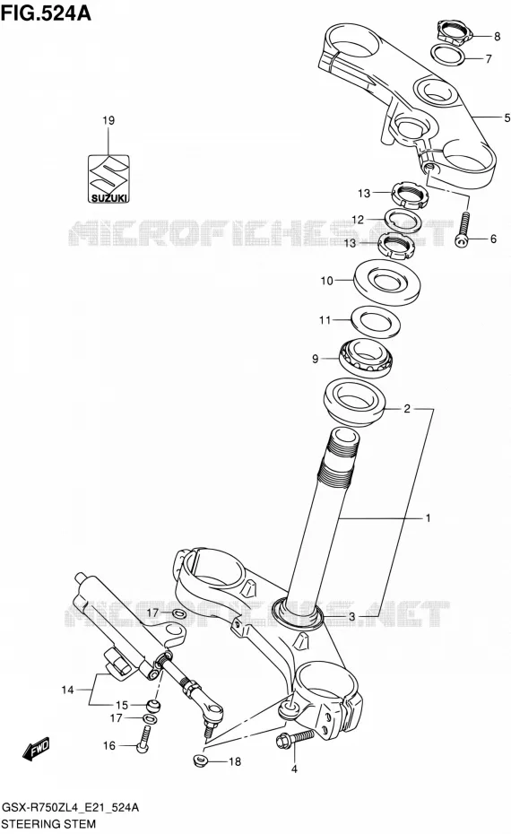 STEERING COLUMN Suzuki MOTO 750 GSX-R 2014  GSX-R750ZUF L4 (E21)