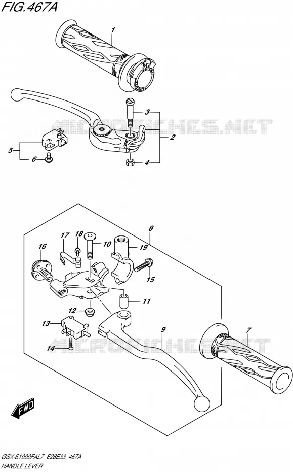 HANDGRIPS - LEVERS  Suzuki MOTO 1000 GSX-S 2017  GSX-S1000FA L7 (E28,E33)