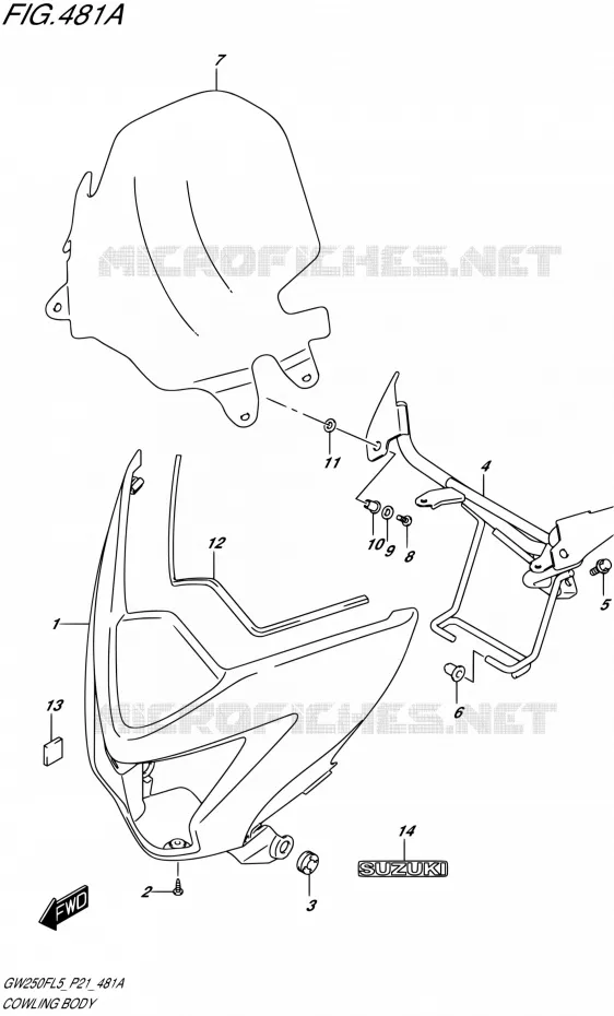 FAIRING - LABELS Suzuki MOTO 250 INAZUMA 2015  GW250F L5 (P21)