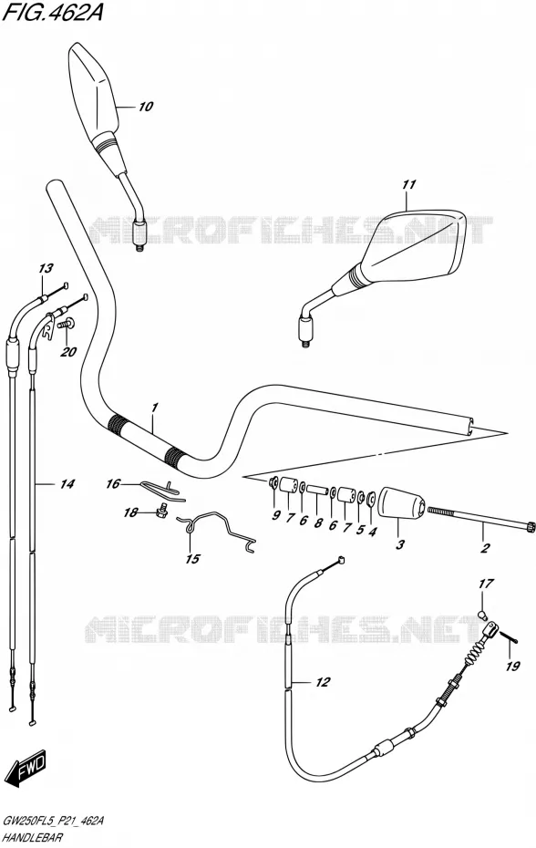 HANDLEBAR Suzuki MOTO 250 INAZUMA 2015  GW250F L5 (P21)