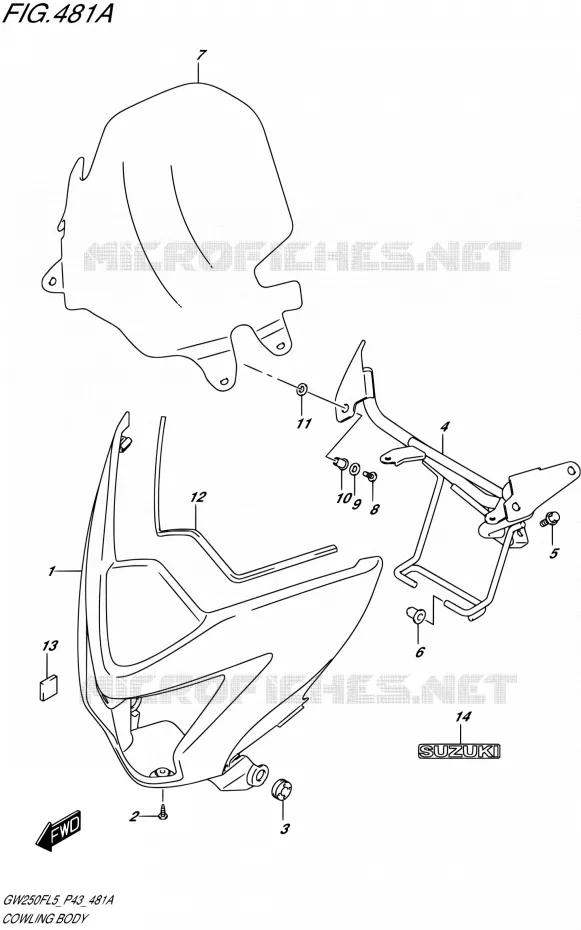 FAIRING - LABELS Suzuki MOTO 250 INAZUMA 2015  GW250F L5 (P43)
