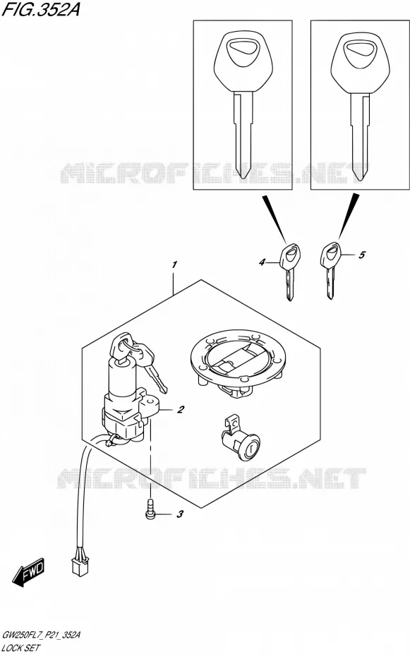 LOCK SET Suzuki MOTO 250 INAZUMA 2017  GW250F L7 (P21)