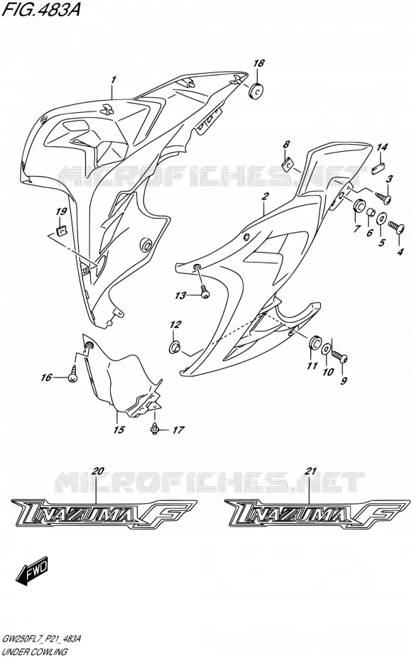 LOWER FAIRING (FOR YAY,YWW) Suzuki MOTO 250 INAZUMA 2017  GW250F L7 (P21)