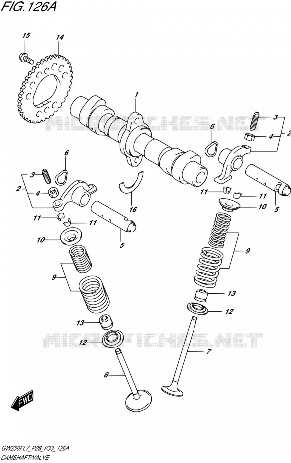 CAMSHAFT - VALVES Suzuki MOTO 250 INAZUMA 2017  GW250F L7 (P28,P33)