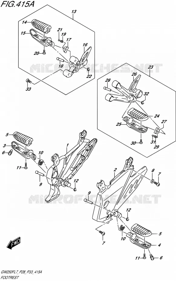 FOOTREST Suzuki MOTO 250 INAZUMA 2017  GW250F L7 (P28,P33)