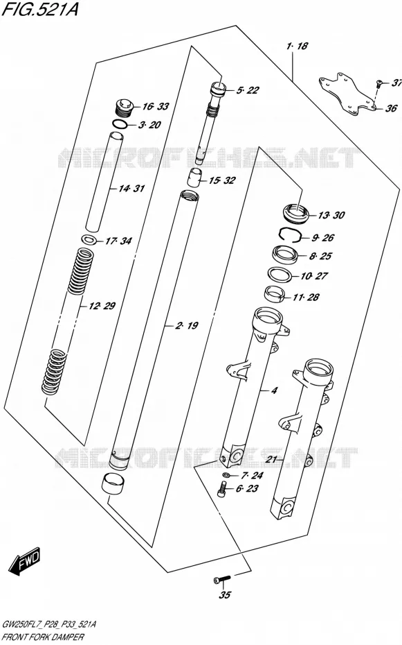 FRONT FORK Suzuki MOTO 250 INAZUMA 2017  GW250F L7 (P28,P33)