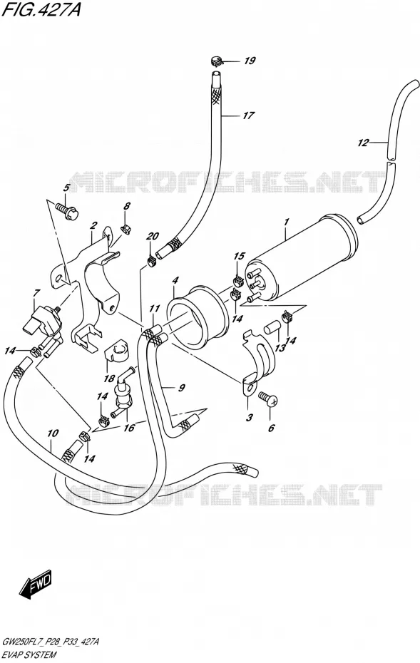 FUEL EVAP SYSTEM Suzuki MOTO 250 INAZUMA 2017  GW250F L7 (P28,P33)
