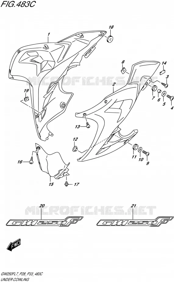 LOWER FAIRING (GW250FL7 P33) Suzuki MOTO 250 INAZUMA 2017  GW250F L7 (P28,P33)