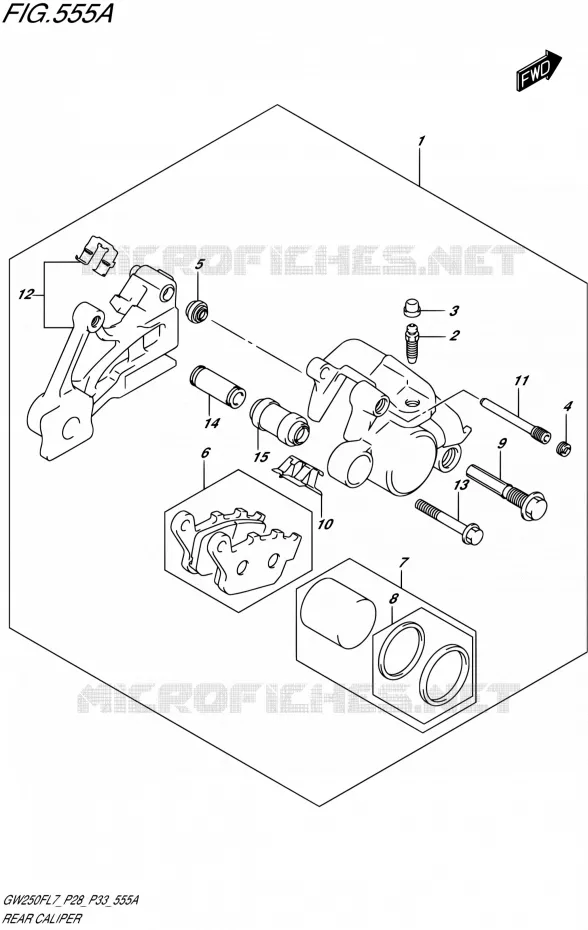 REAR CALIPER Suzuki MOTO 250 INAZUMA 2017  GW250F L7 (P28,P33)