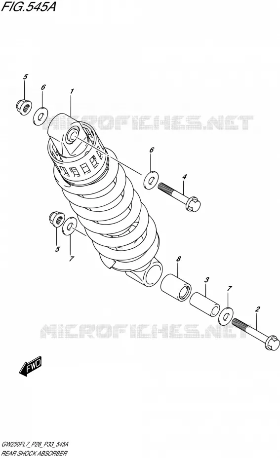 REAR SHOCK ABSORBER Suzuki MOTO 250 INAZUMA 2017  GW250F L7 (P28,P33)