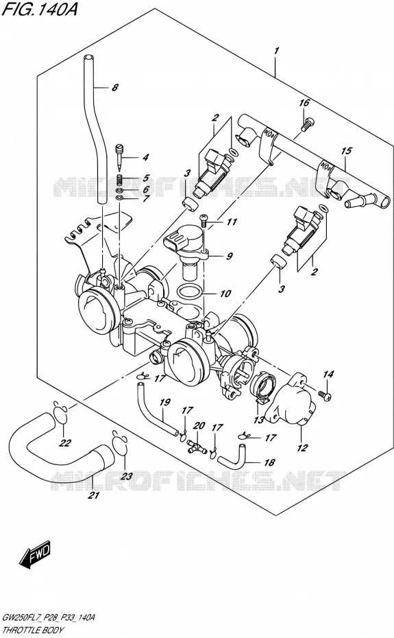 THROTTLE BODY Suzuki MOTO 250 INAZUMA 2017  GW250F L7 (P28,P33)
