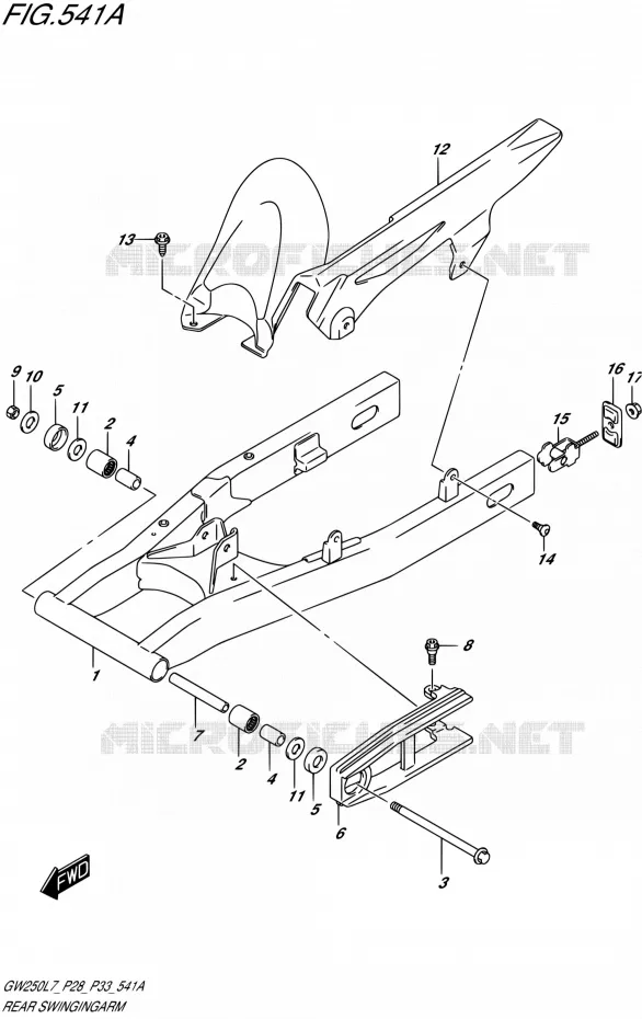 SWINGARM Suzuki MOTO 250 INAZUMA 2017  GW250 L7 (P03,P28,P33)