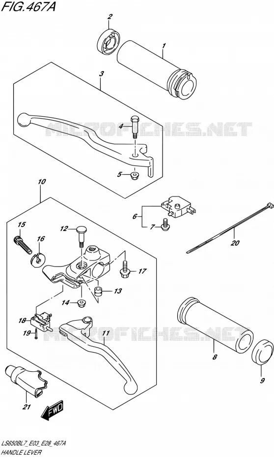 HANDGRIPS - LEVERS  Suzuki MOTO 650 BOULEVARD 2017  LS650B L7 (E03,E28,E33)
