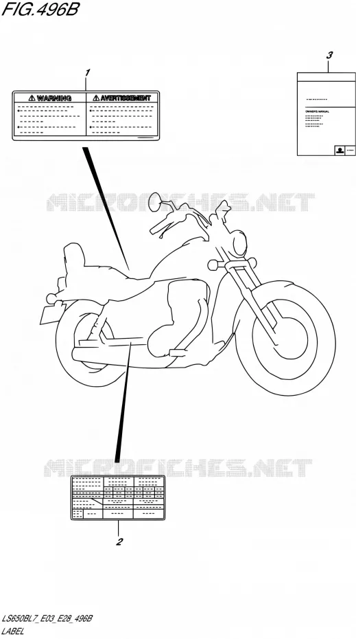 LABEL (LS650BL7 E28) Suzuki MOTO 650 BOULEVARD 2017  LS650B L7 (E03,E28,E33)