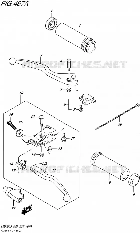 HANDGRIPS - LEVERS  Suzuki MOTO 650 BOULEVARD 1992  LS650 L5 (E03,E28,E33)