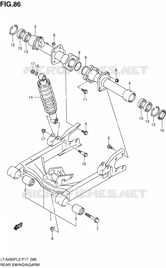 SWINGARM Suzuki QUAD 400 KINGQUAD 2012  LT-A400F L2/LT-A400FZ L2 (P17,P24)