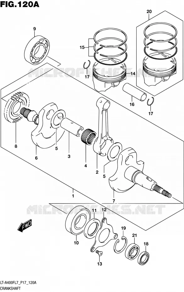 CRANKSHAFT Suzuki QUAD 400 KINGQUAD 2017  LT-A400F L7 (P17)