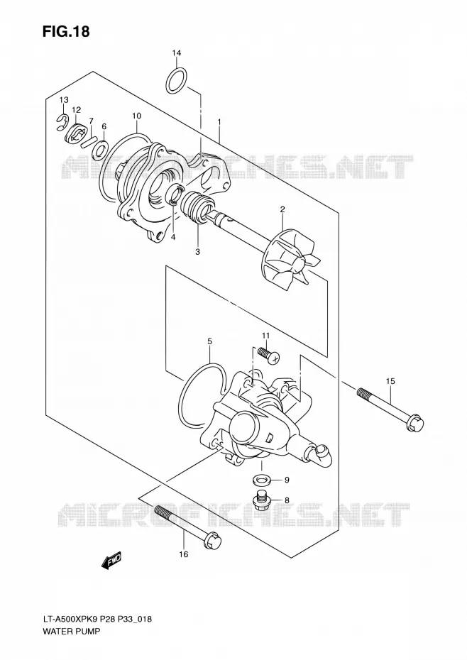 WATER PUMP Suzuki QUAD 500 KINGQUAD 2010  LT-A500XP L0/LT-A500XPZ L0 (P28,P33)
