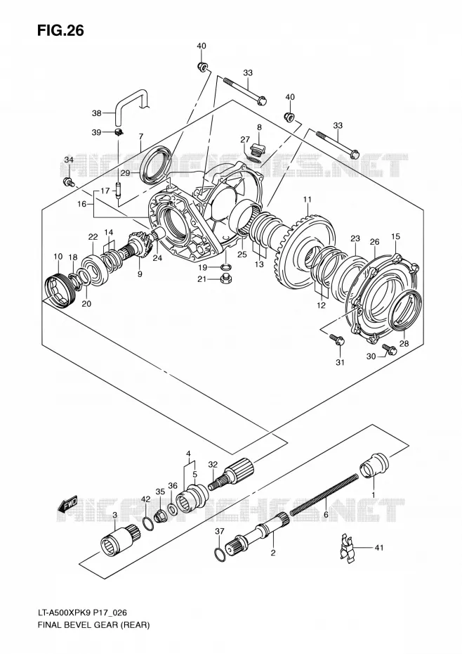DRIVESHAFT (ARRIERE) Suzuki QUAD 500 KINGQUAD 2010  LT-A500XP L0 (P17,P24)