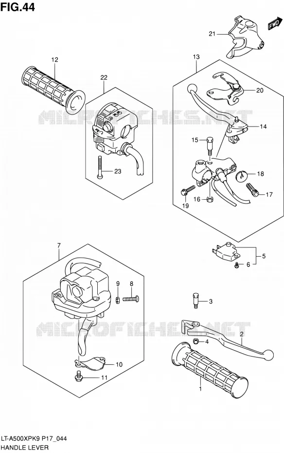 HANDGRIPS - LEVERS  Suzuki QUAD 500 KINGQUAD 2010  LT-A500XP L0 (P17,P24)