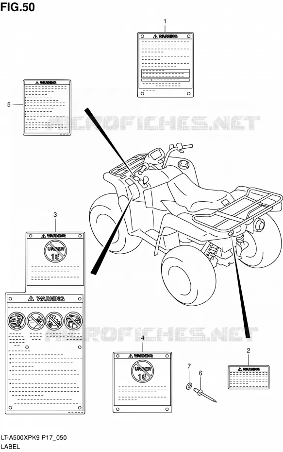 LABEL (P17) Suzuki QUAD 500 KINGQUAD 2010  LT-A500XP L0 (P17,P24)