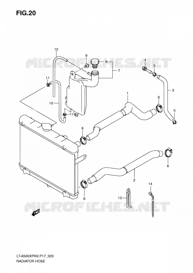 RADIATOR HOSE Suzuki QUAD 500 KINGQUAD 2010  LT-A500XP L0 (P17,P24)