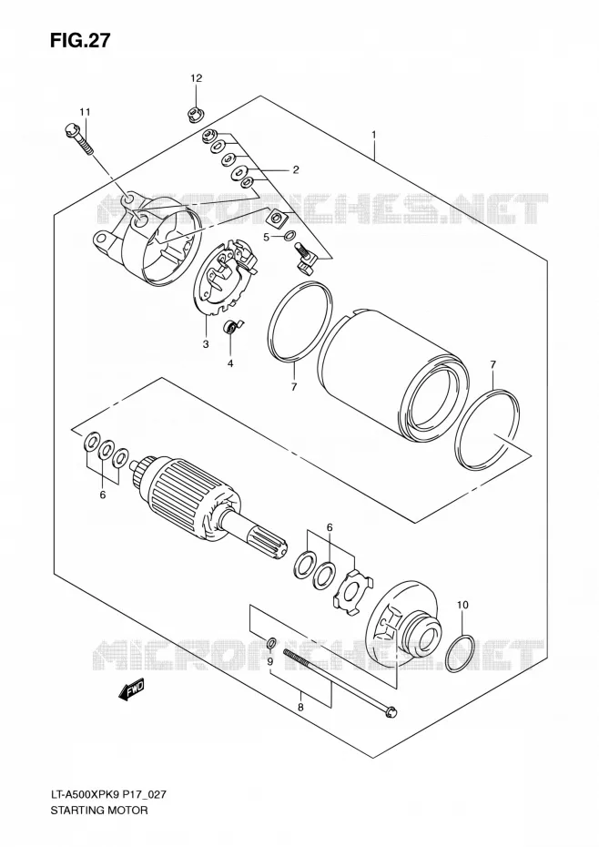STARTER MOTOR Suzuki QUAD 500 KINGQUAD 2010  LT-A500XP L0 (P17,P24)