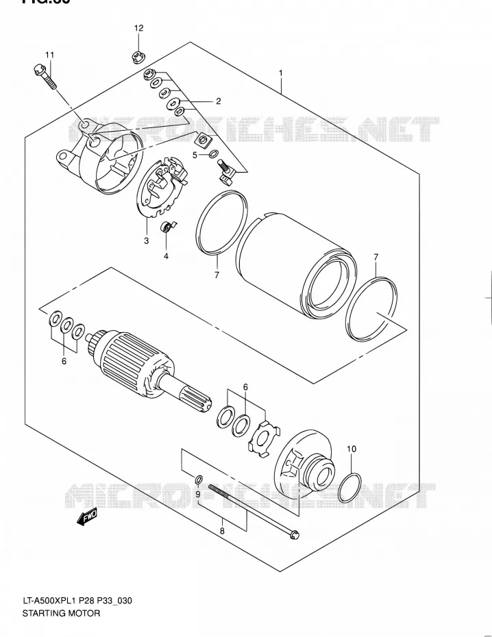 STARTER MOTOR Suzuki QUAD 500 KINGQUAD 2011  LT-A500XP L1/LT-A500XPZ L1 (P03,P28,P33)