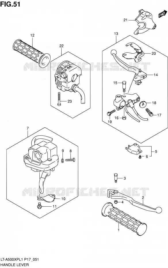 HANDGRIPS - LEVERS  Suzuki QUAD 500 KINGQUAD 2011  LT-A500XP L1 (P17,P24)