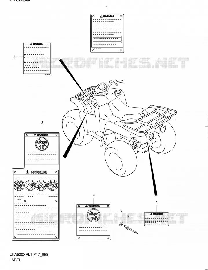 LABEL (LT-A500XPL1 P17) Suzuki QUAD 500 KINGQUAD 2011  LT-A500XP L1 (P17,P24)