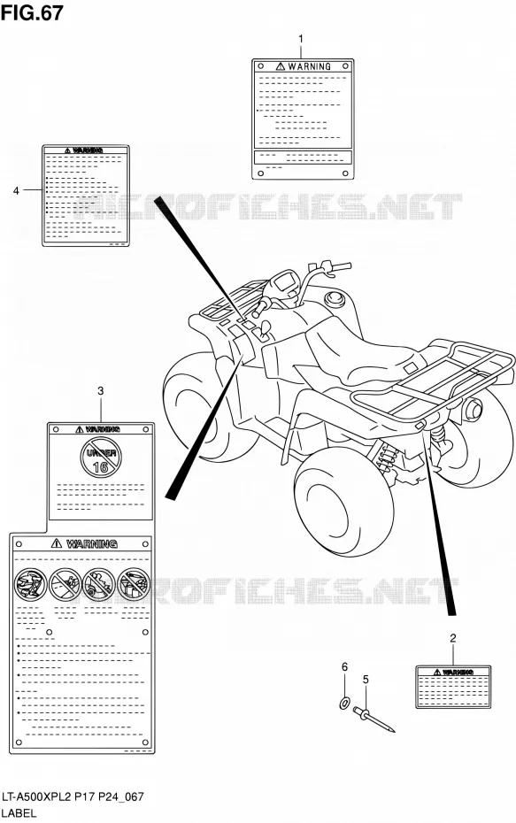 LABEL (LT-A500XPL2 P24) Suzuki QUAD 500 KINGQUAD 2012  LT-A500XP L2/LT-A500XPZ L2 (P17,P24)