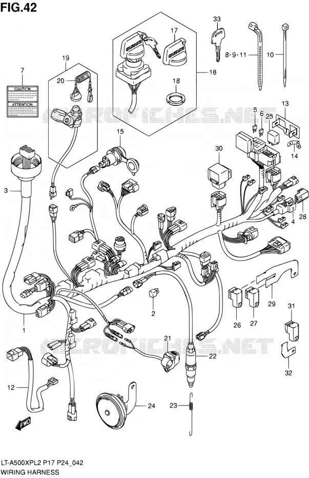 WIRING HARNESS (LT-A500XPZL2 P17) Suzuki QUAD 500 KINGQUAD 2012  LT-A500XP L2/LT-A500XPZ L2 (P17,P24)