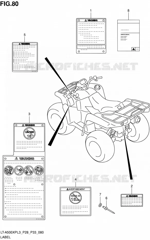 LABEL (LT-A500XPL3 P28) Suzuki QUAD 500 KINGQUAD 2013  LT-A500XP L3/LT-A500XPZ L3 (P03,P28,P33)