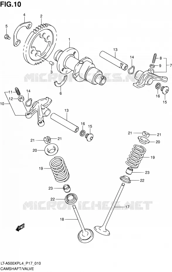 CAMSHAFT - VALVES Suzuki QUAD 500 KINGQUAD 2014  LT-A500XP L4/LT-A500XPZ L4 (P17)