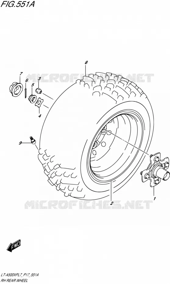 RIGHT HAND REAR WHEEL Suzuki QUAD 500 KINGQUAD 2017  LT-A500XP L7 (P17)