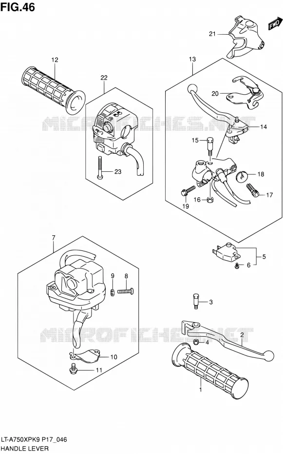 HANDGRIPS - LEVERS  Suzuki QUAD 750 KINGQUAD 2010  LT-A750XP L0 (P17,P24)