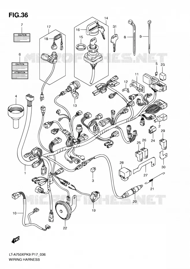 WIRING HARNESS Suzuki QUAD 750 KINGQUAD 2010  LT-A750XP L0 (P17,P24)