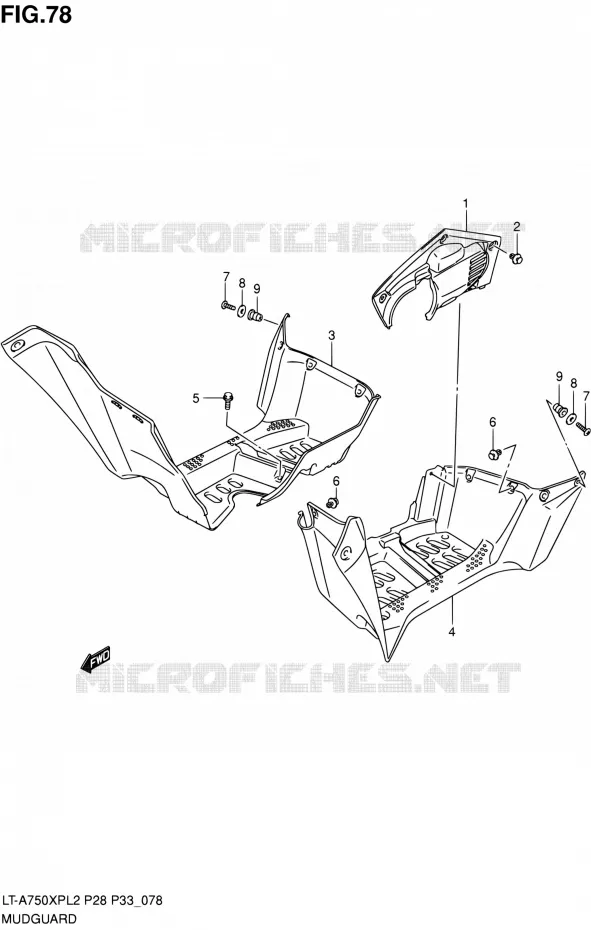 MUDGUARD Suzuki QUAD 750 KINGQUAD 2012  LT-A750XP L2/LT-A750XPZ L2 (P03,P28,P33)