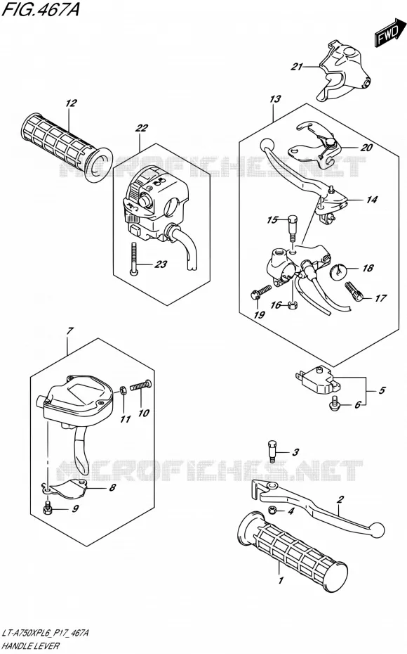 HANDGRIPS - LEVERS  Suzuki QUAD 750 KINGQUAD 2016  LT-A750XP L6/LT-A750XPZ L6 (P17)