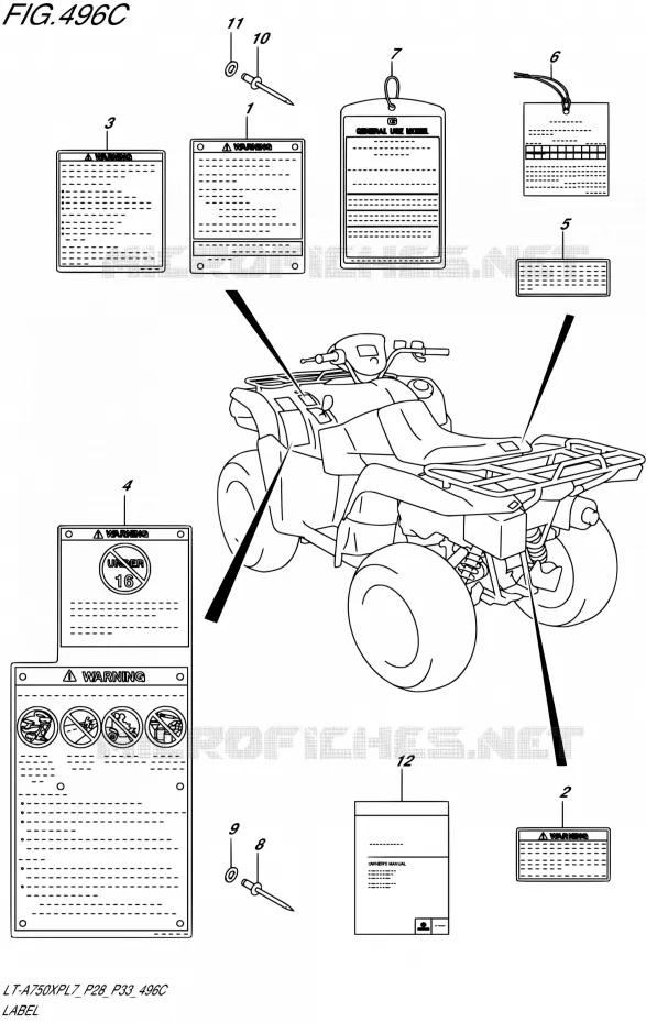LABEL (LT-A750XPL7 P33) Suzuki QUAD 750 KINGQUAD 2017  LT-A750XP L7/LT-A750XPB L7 (P28,P33)