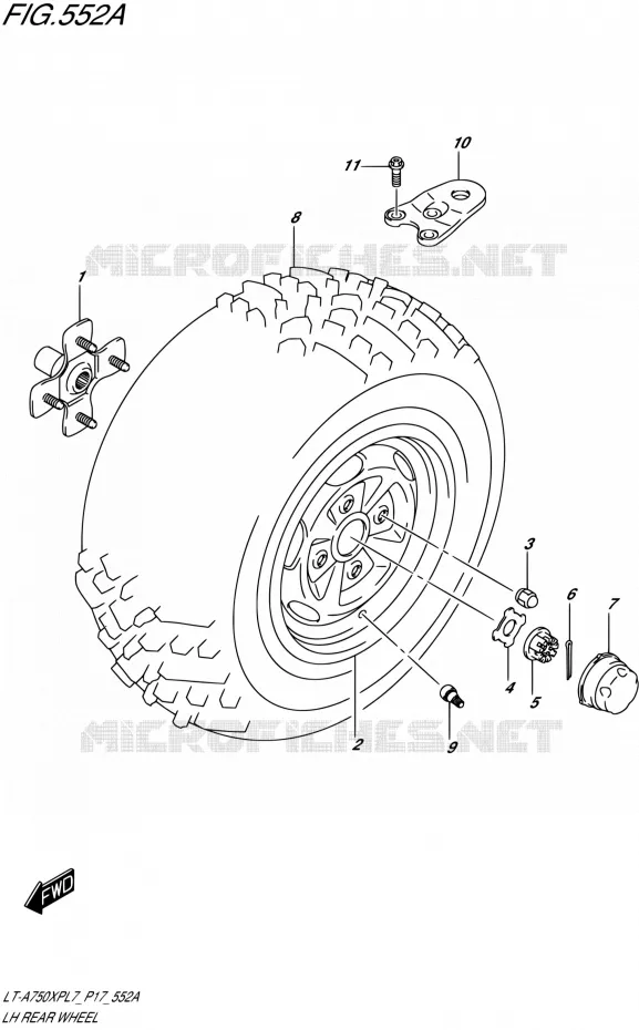LEFT HAND REAR WHEEL Suzuki QUAD 750 KINGQUAD 2017  LT-A750XP L7 (P17)
