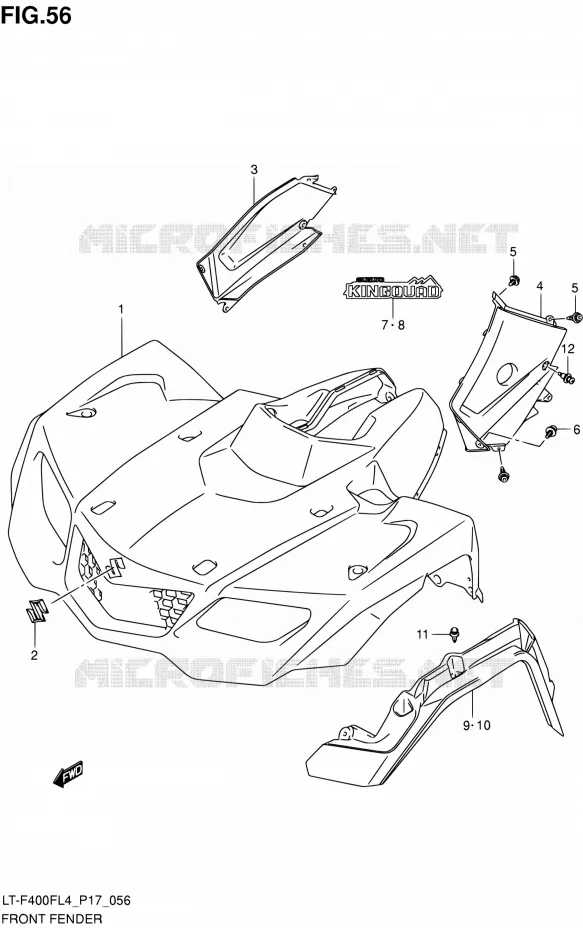 FRONT FENDER (LT-F400FZL4 P17) Suzuki QUAD 400 KINGQUAD 2014  LT-F400F L4/LT-F400FZ L4 (P17)